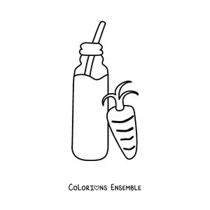 Image à colorier d'une bouteille de jus de carotte