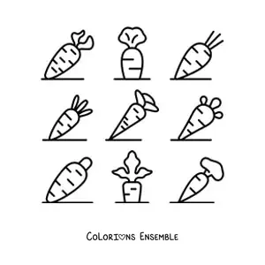 Image à colorier des différents types de carottes
