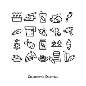 Image à colorier de différentes façons de manger la carotte