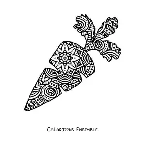 Image à colorier d’un mandala en forme de carotte