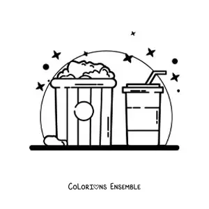 Image à colorier d’un récipient de pop-corn