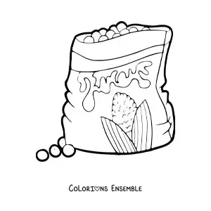 Image à colorier d’un sachet de chips de maïs