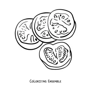 Image à colorier de plusieurs tranches de tomate