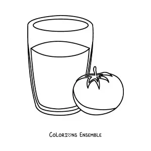 Image à colorier d’un verre de jus de tomate