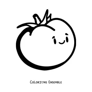 Image à colorier d’une grosse tomate animée