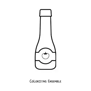 Image à colorier d’une bouteille de sauce tomate