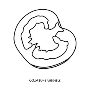 Image à colorier d’une tomate coupée en deux