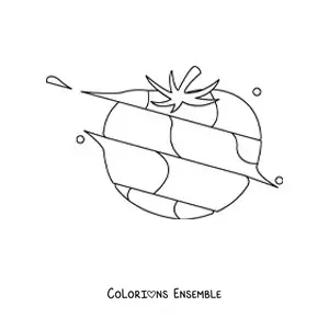 Image à colorier d’une tomate fendue en plusieurs morceaux
