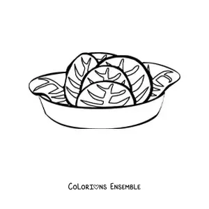 Image à colorier d’une assiette de salade de laitue