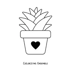 Image à colorier d’une plante grasse dans un pot