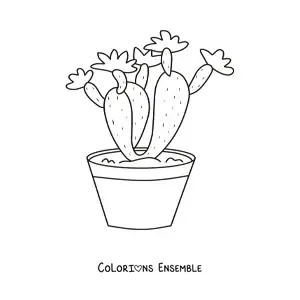 Image à colorier d’un cactus planté dans un pot