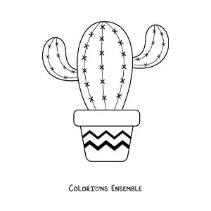 Image à colorier d’un grand cactus