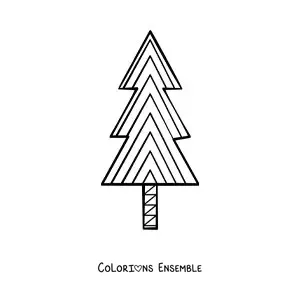 Image à colorier d’un pin dessiné avec des triangles
