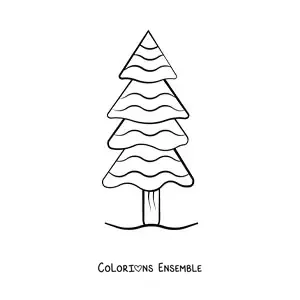 Image à colorier d’un pin dessiné avec des rayures