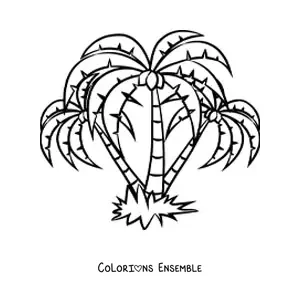 Image à colorier de trois palmiers tropicaux