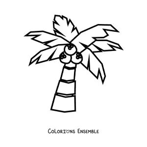 Image à colorier d’un cocotier