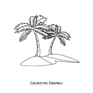 Image à colorier de deux palmiers