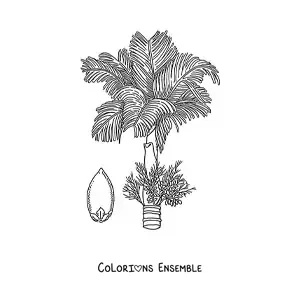 Image à colorier d’un palmier à bétel