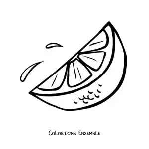 Image à colorier d'un quartier d'orange juteux