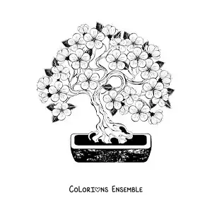Image à colorier d’un bonsaï de cerisier