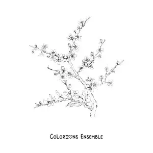 Image à colorier d’une branche de cerisier réaliste