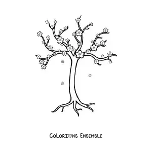 Image à colorier d’un cerisier
