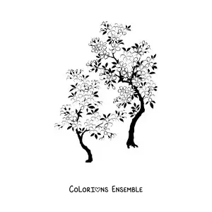 Image à colorier de deux cerisiers