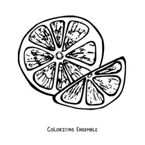 Image à colorier de deux quartiers d'orange