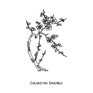 Image à colorier d’un cerisier en fleurs