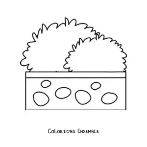 Image à colorier d’un buisson dans un pot