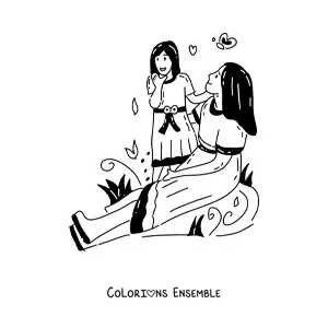 Image à colorier d’une maman avec sa fille
