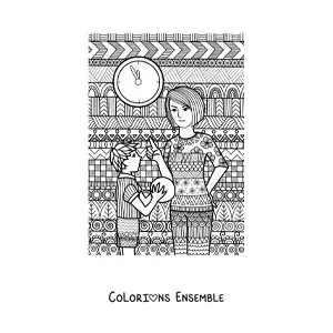 Image à colorier d’une maman grondant son enfant
