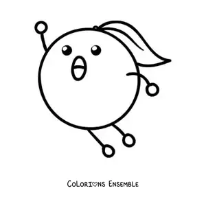 Image à colorier d'une orange rigolote qui saute