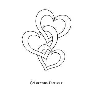 Image à colorier de trois cœurs entrelacés