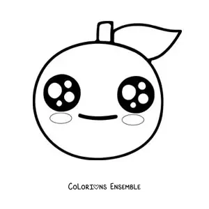 Image à colorier d'une orange kawaii rigolote avec de grands yeux