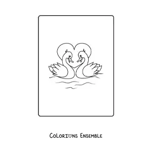 Image à colorier de deux canards amoureux