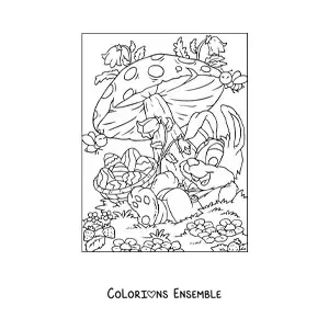 Image à colorier du lapin de Pâques au printemps