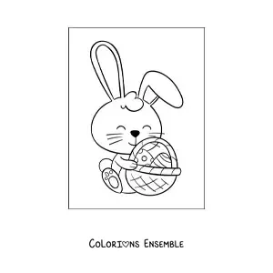 Image à colorier du lapin de Pâques animé