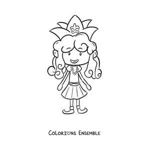 Image à colorier d'une reine du carnaval