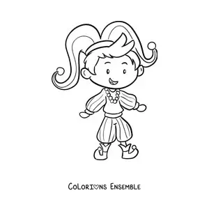 Image à colorier d'un garçon en costume de carnaval