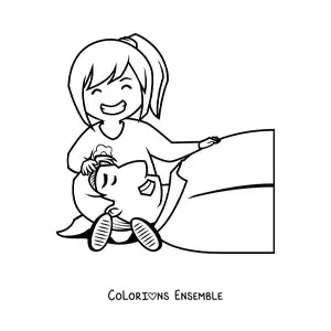 Image à colorier d'un papa et de sa fille