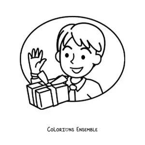 Image à colorier d'un cadeau pour papa pour la fête des Pères