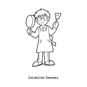 Image à colorier d'un papa cuisinier