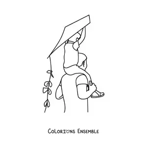 Image à colorier d'un papa qui joue avec son enfant