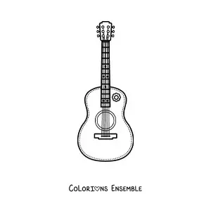 Image à colorier d'une guitare espagnole