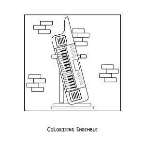 Image à colorier d'un clavier électronique sur son support