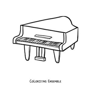 Image à colorier d'un piano à queue