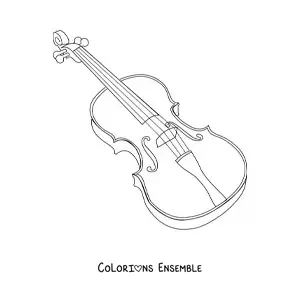 Image à colorier d'un violon réaliste