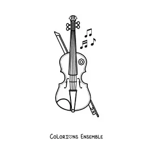 Image à colorier d'un violon avec son archet