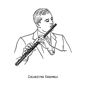 Image à colorier d'un homme qui joue de la flûte traversière